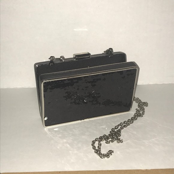 BEBE Black Sequins Box Purse NWT - Picture 2 of 3